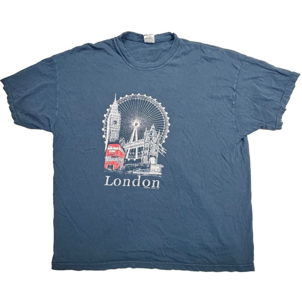 Vintage Screen Stars London England Graphic T-Shirt Men's XL Faded Navy